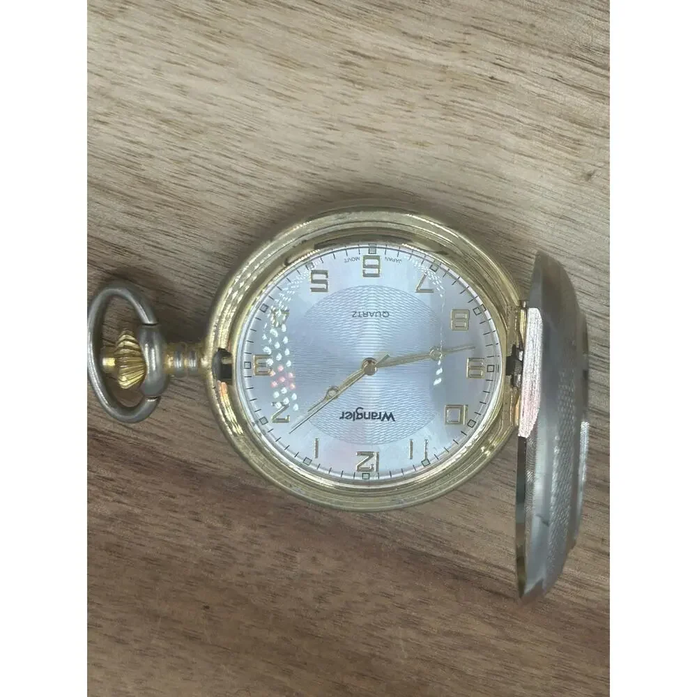 Wrangler Pocket Watch Men Eagle Full Hunter Two Tone Quartz Japan New Battery